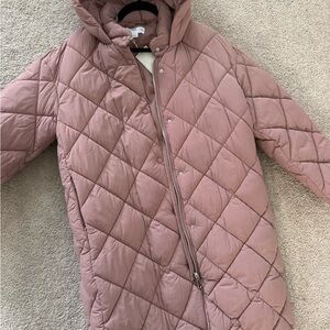 Mango Quilted Hooded Puffer Jacket - Mauve